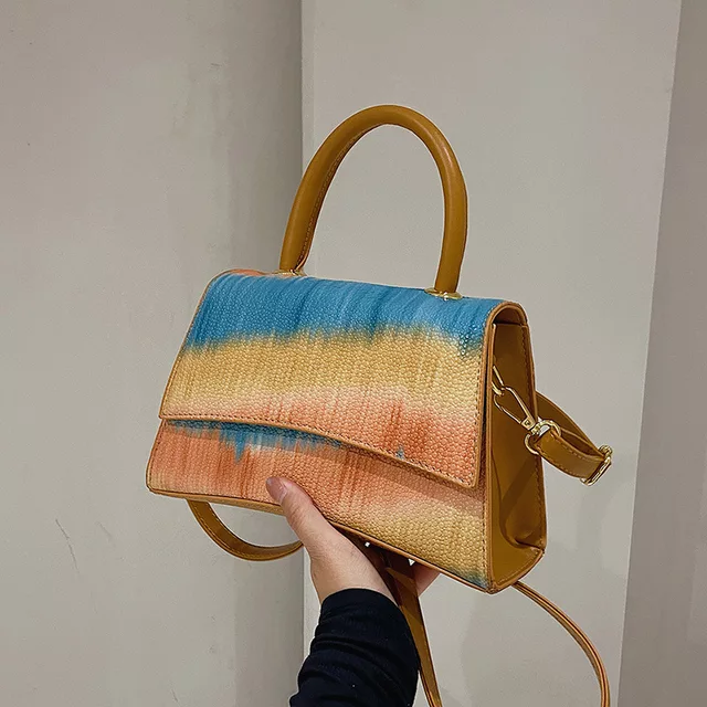 1pc pu material color-blocking lovely bag