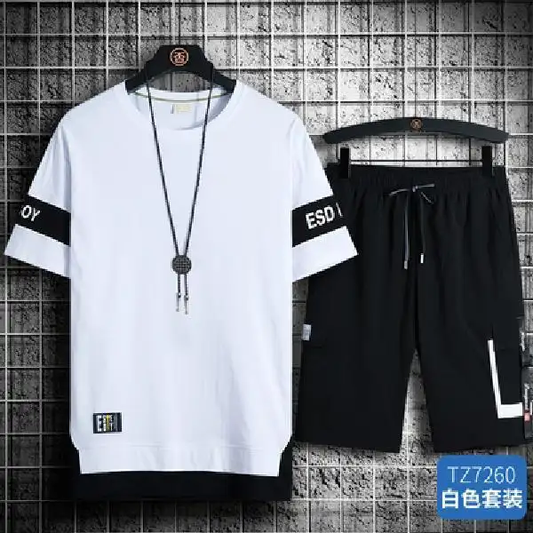 Tracksuits for men's set sleeve t-shirt +shorts