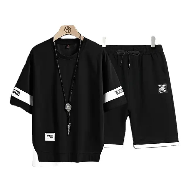 Tracksuits for men's set sleeve t-shirt +shorts