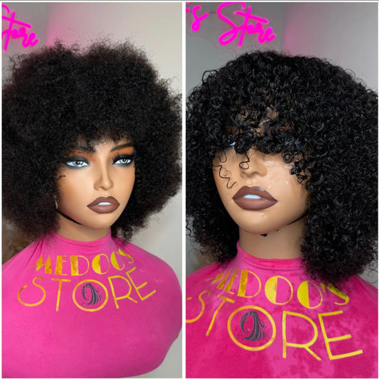 Afro curly wig 100% human hair