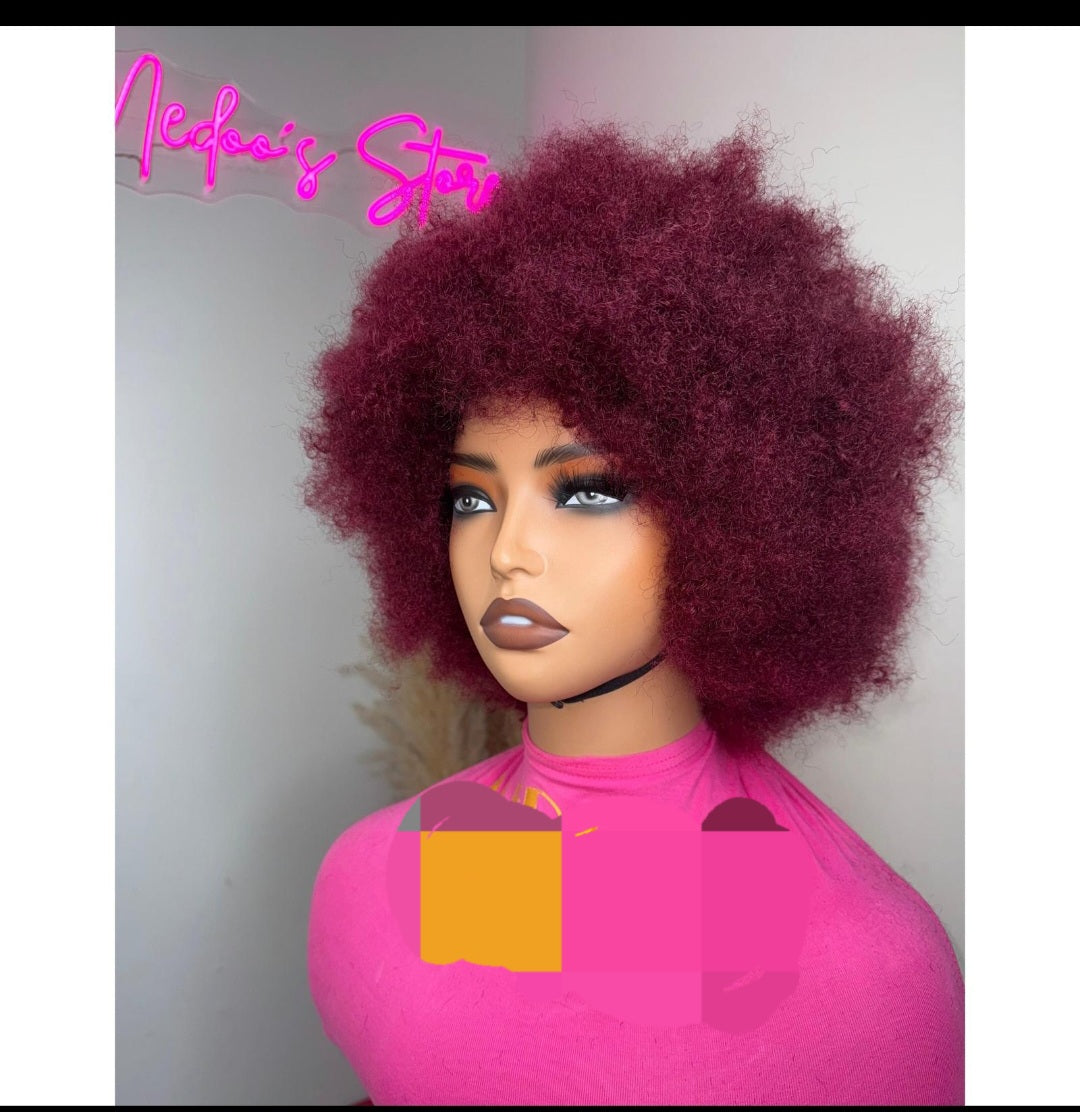 Afro curly wig 100% human