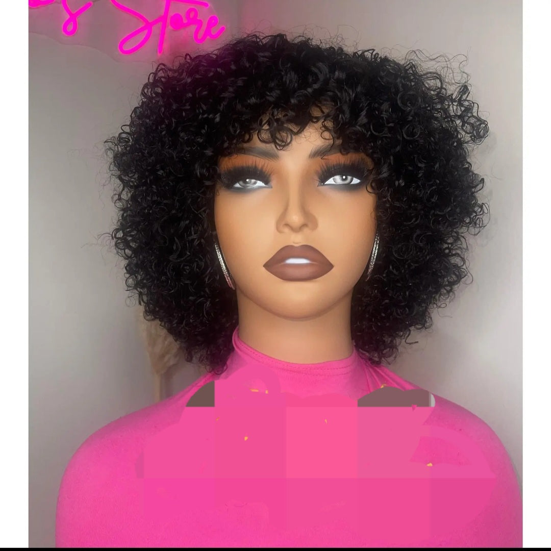 Frange curly wig 100%