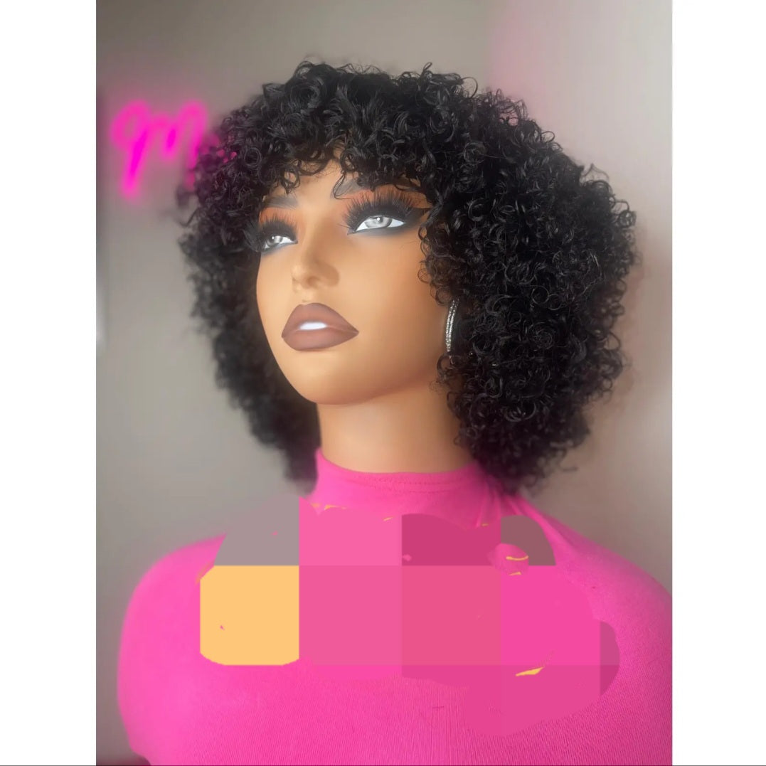 Frange curly wig 100%