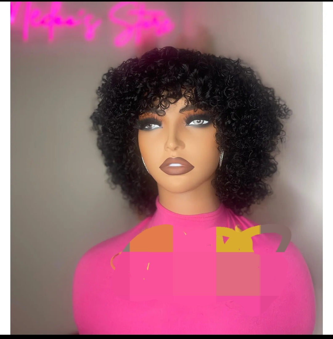 Frange curly wig 100%