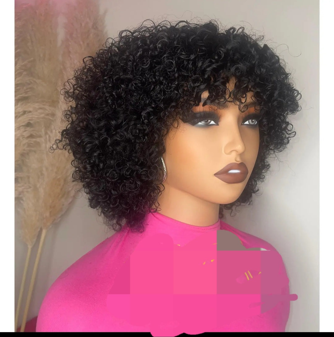 Frange curly wig 100%