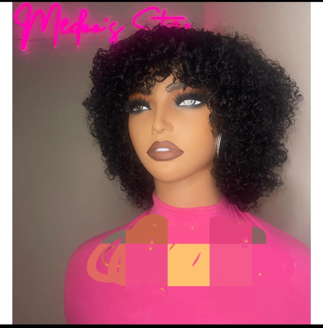 Frange curly wig 100%